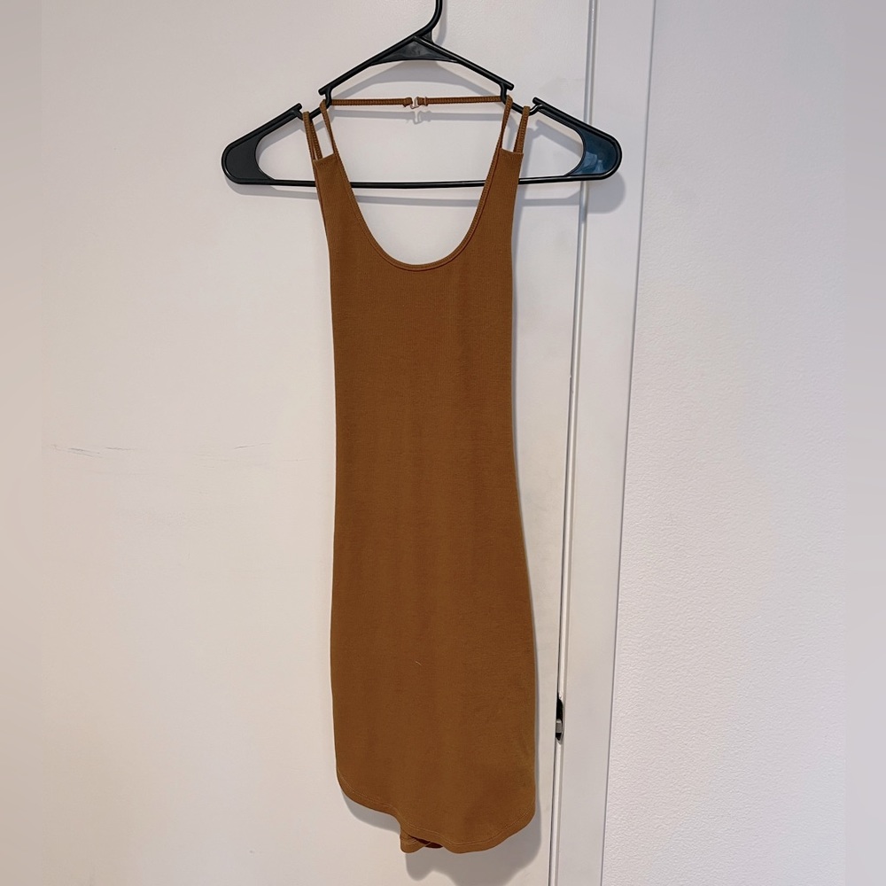 Tobi Kira Ribbed Bodycon Women’s Dress Camel Size Small
